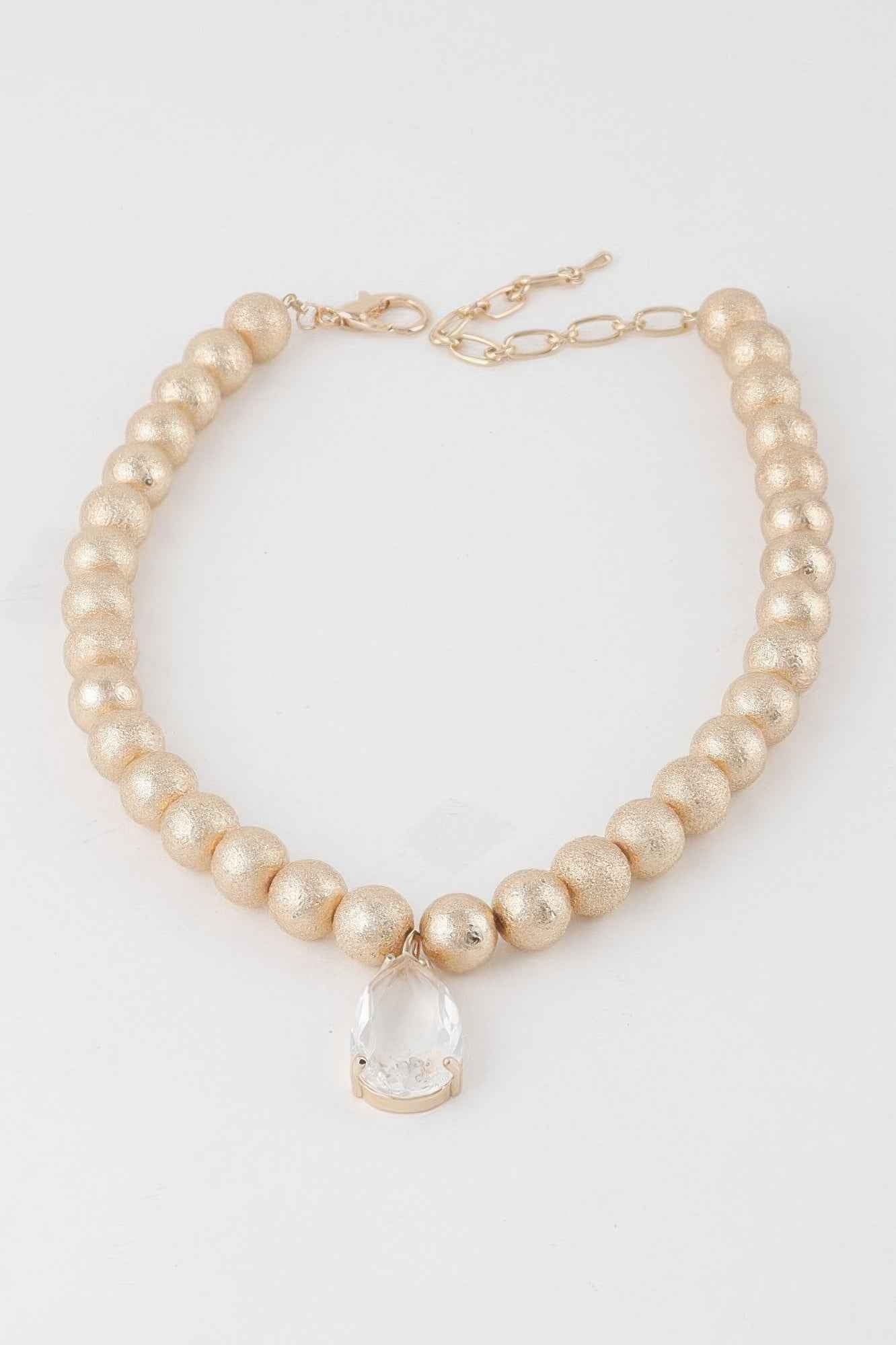 Clear Teardrop Beaded Necklace