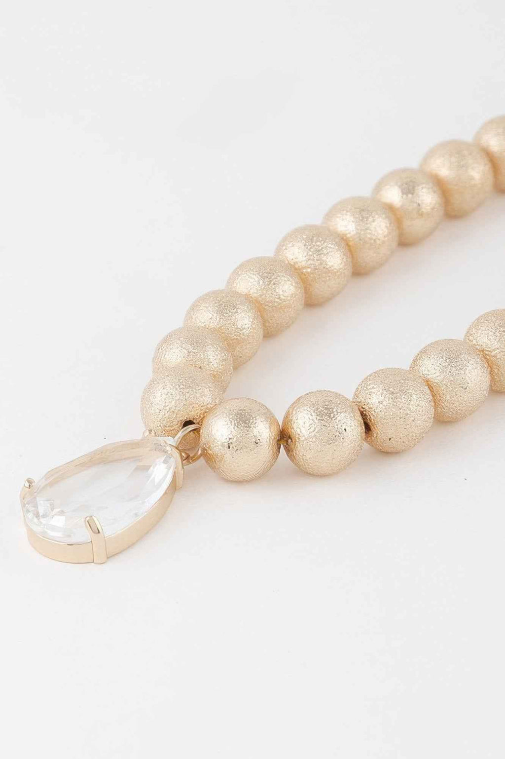 Clear Teardrop Beaded Necklace