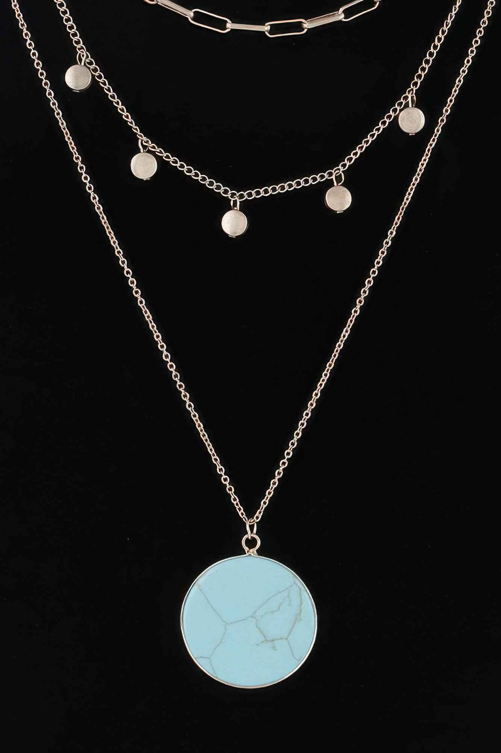 Multi Stone Pendant Chain Necklace