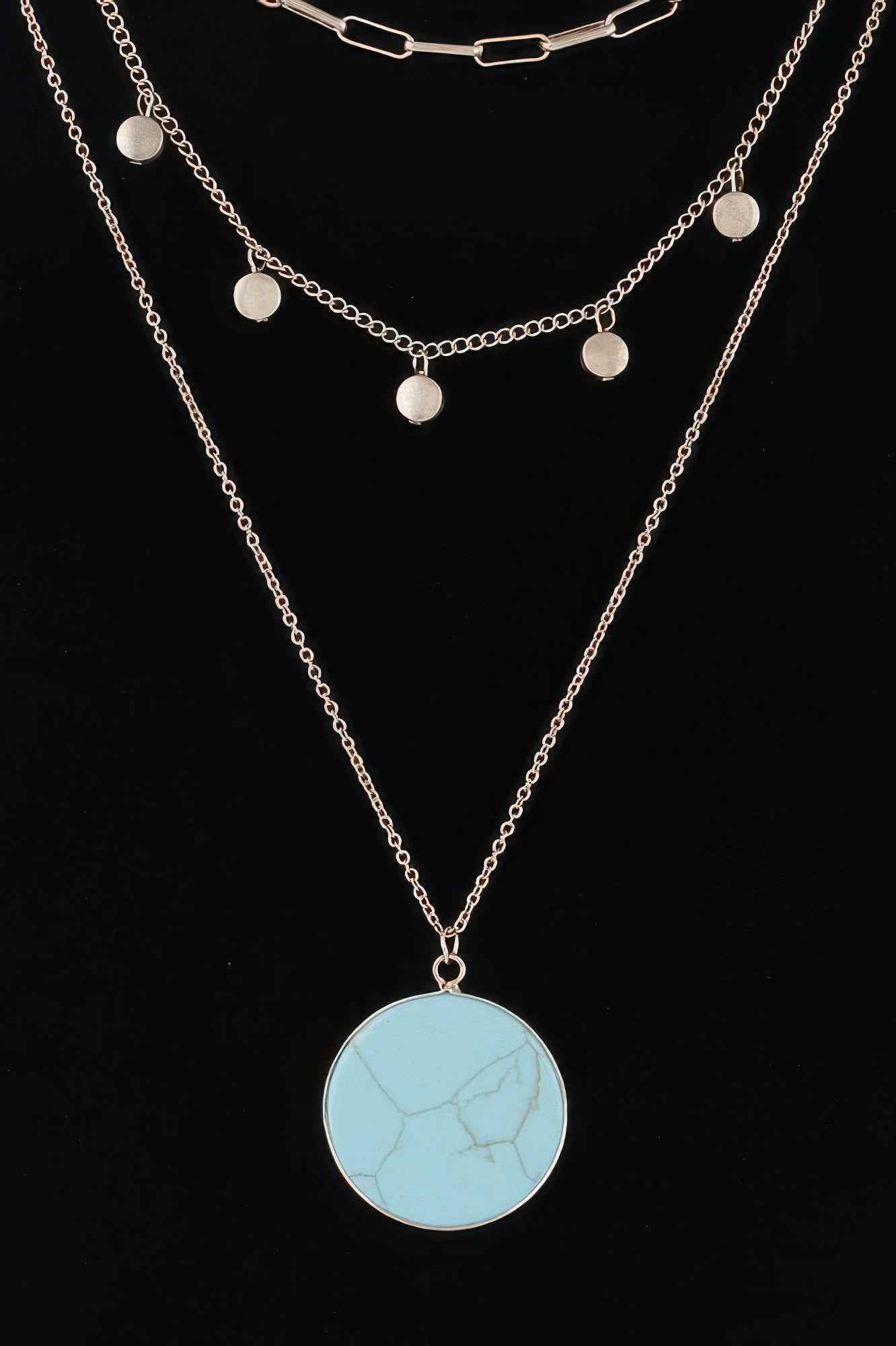 Multi Stone Pendant Chain Necklace