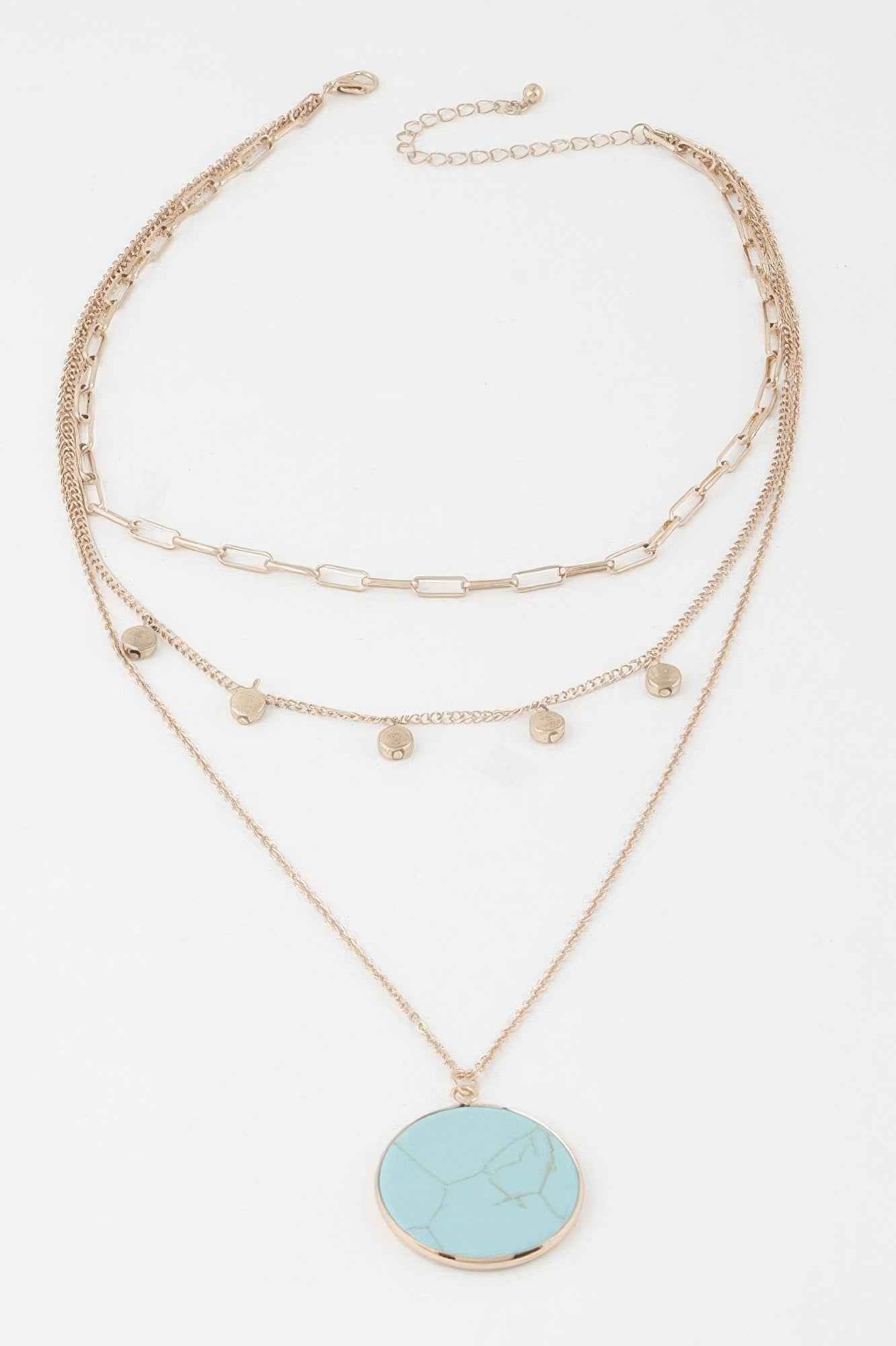 Multi Stone Pendant Chain Necklace