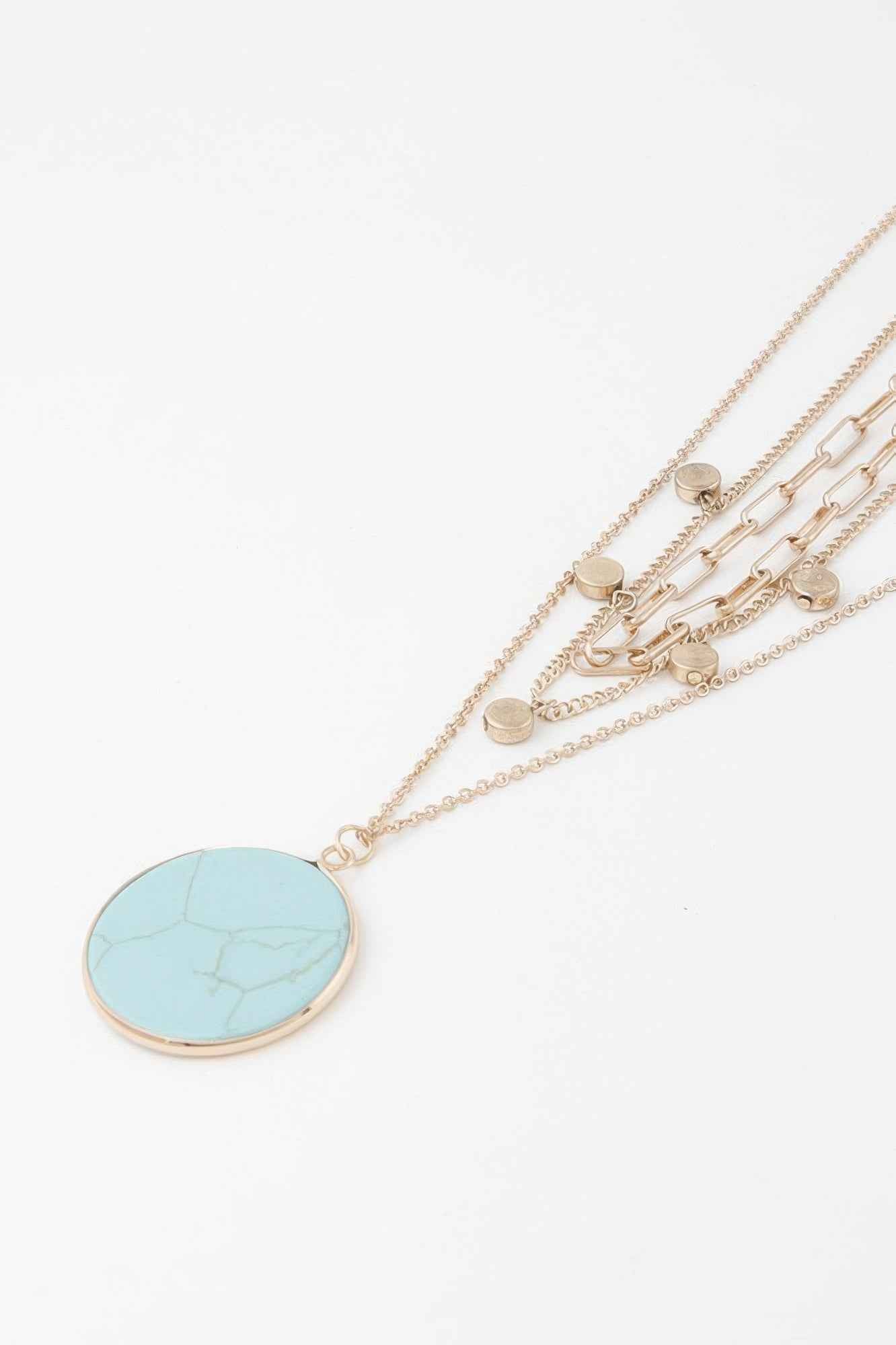 Multi Stone Pendant Chain Necklace