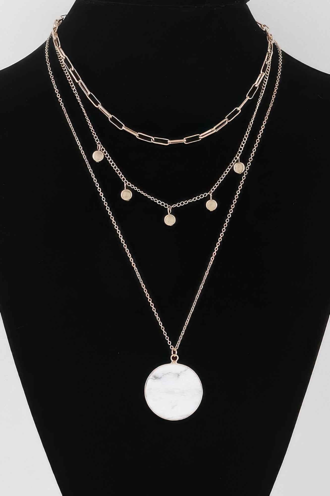 Multi Stone Pendant Chain Necklace