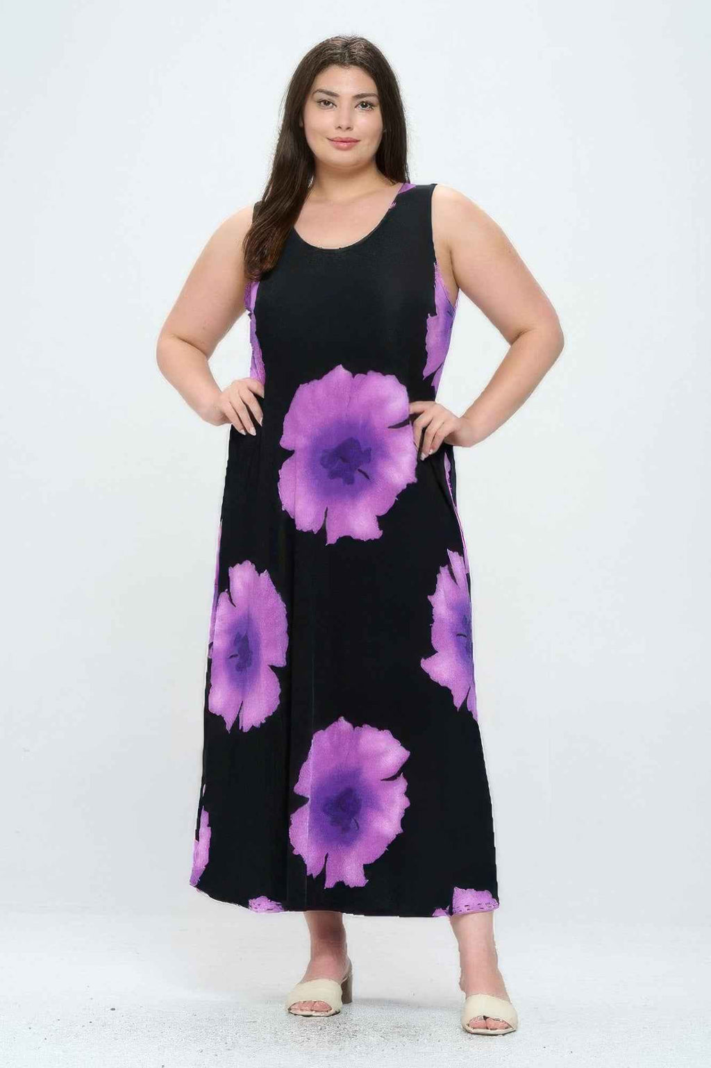 Stretchy Floral Print Maxi Dress