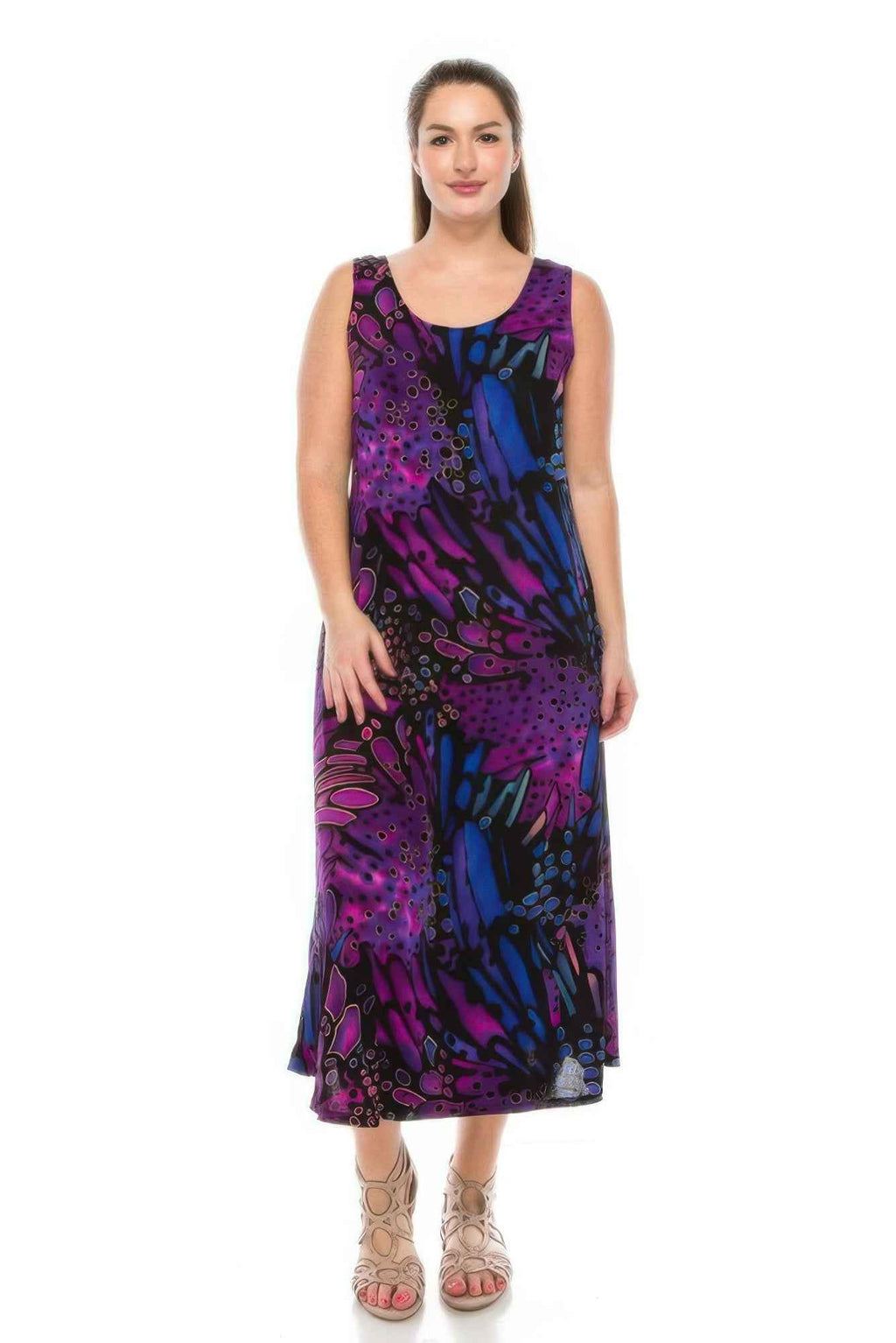 Stretchy Abstract Print Maxi Dress