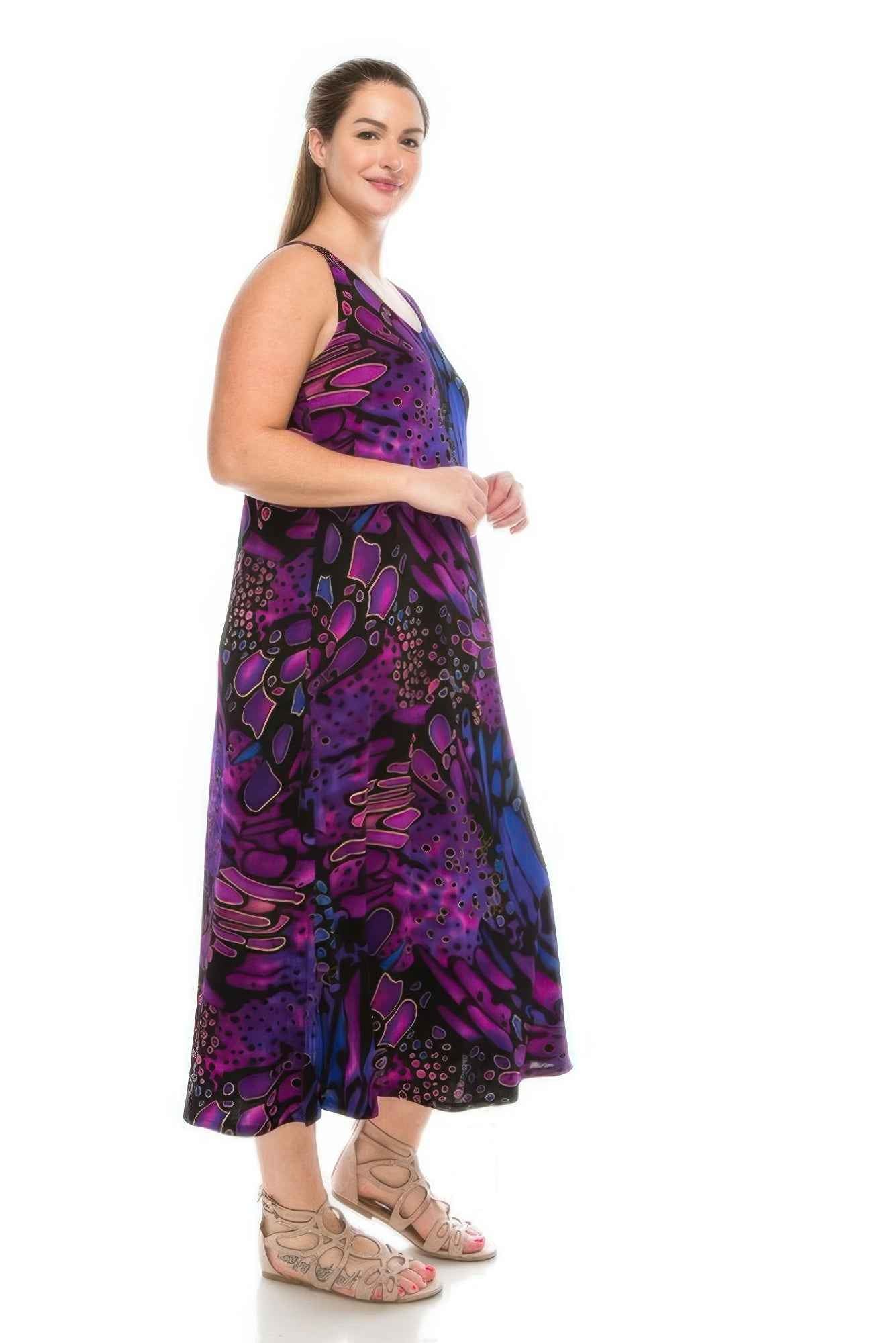 Stretchy Abstract Print Maxi Dress