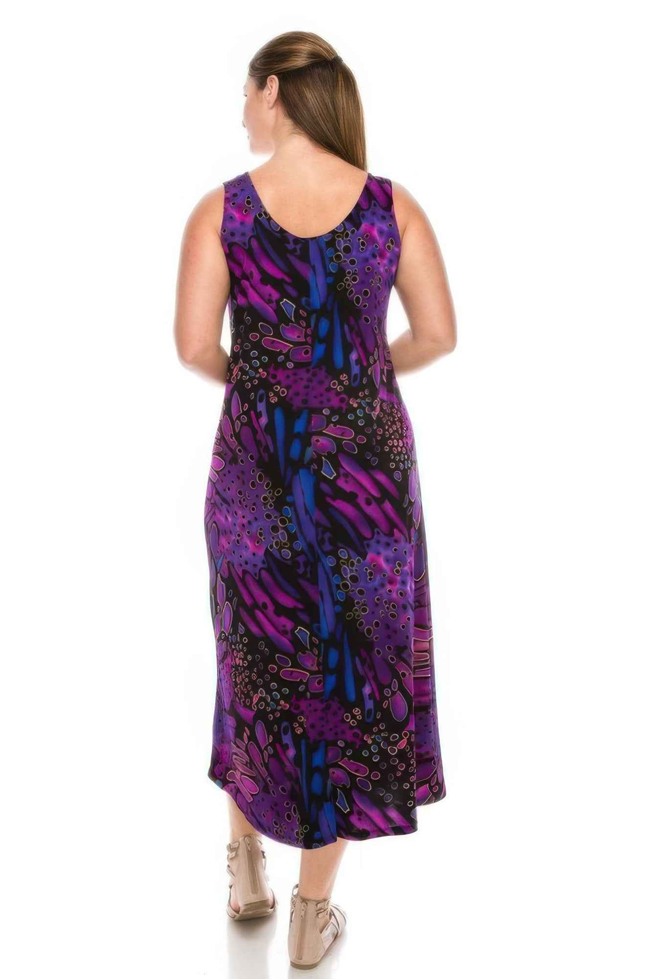 Stretchy Abstract Print Maxi Dress