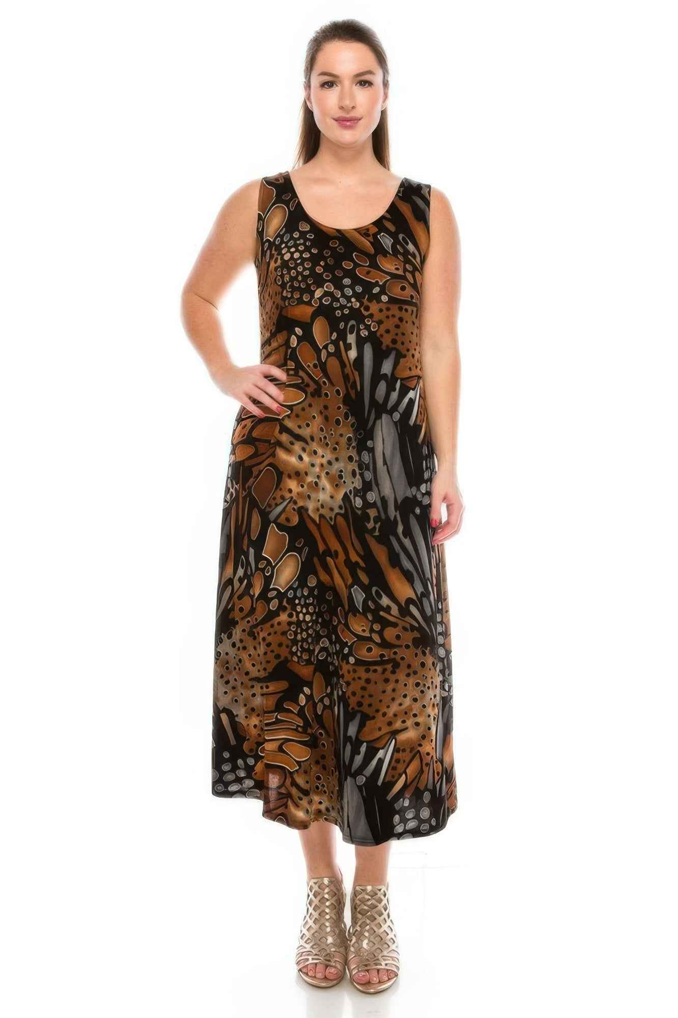 Stretchy Abstract Print Maxi Dress