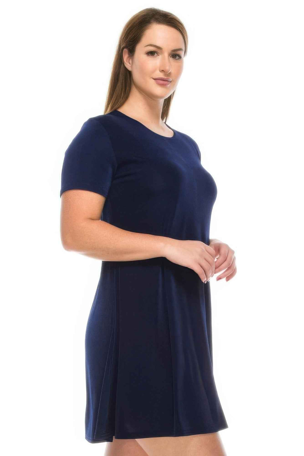 Stretchy Short Sleeve Short Dress