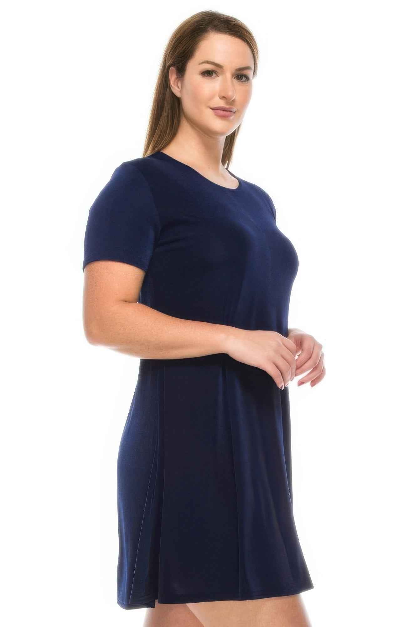 Stretchy Short Sleeve Short Dress