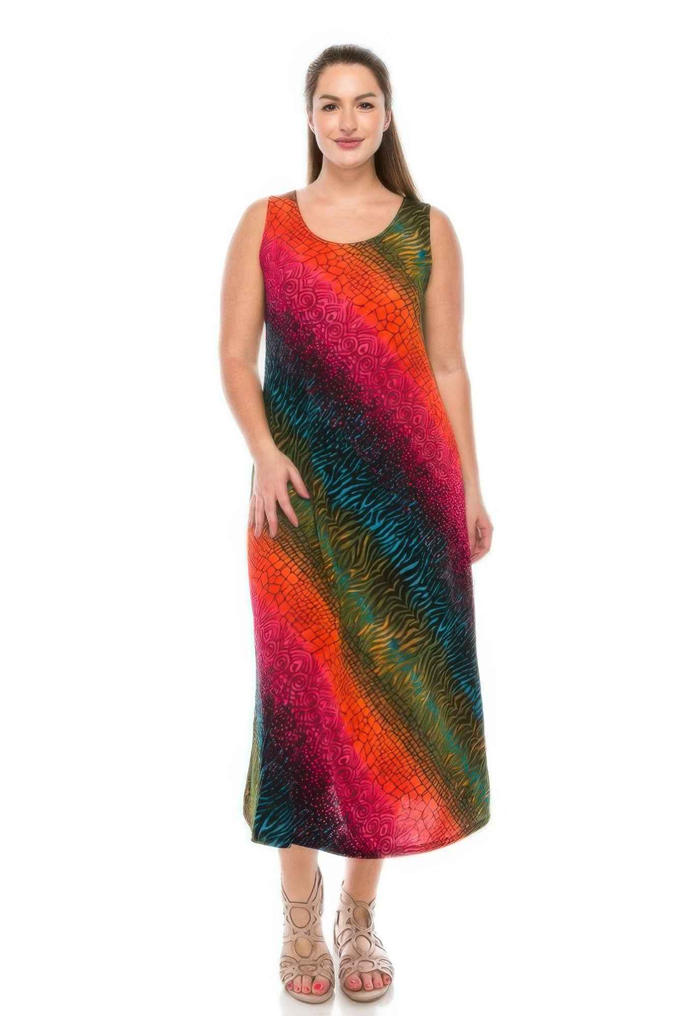 Abstract Print Stretchy Maxi Dress