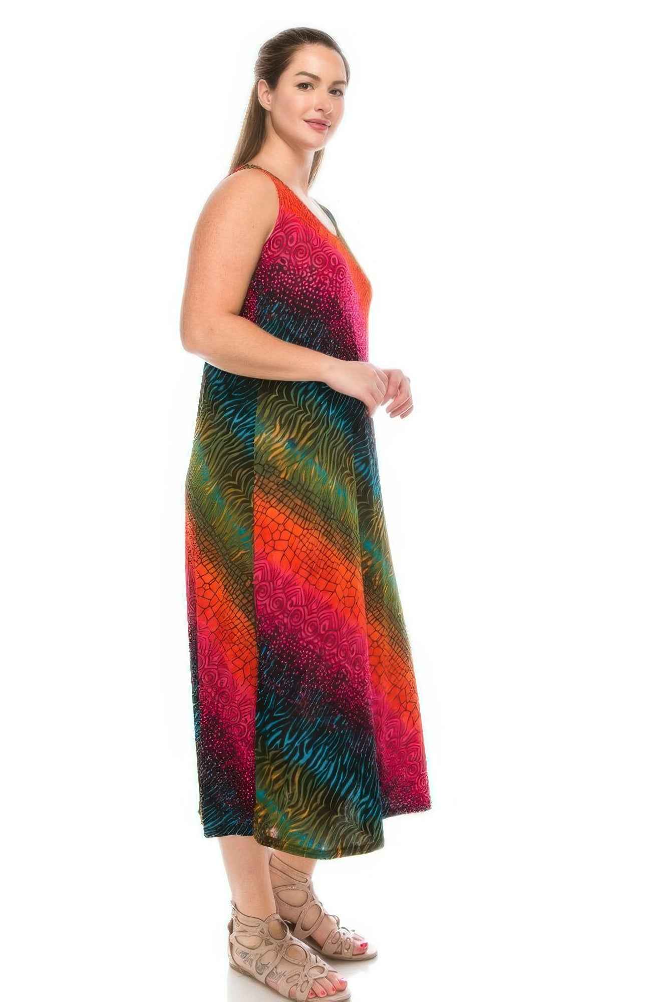 Abstract Print Stretchy Maxi Dress