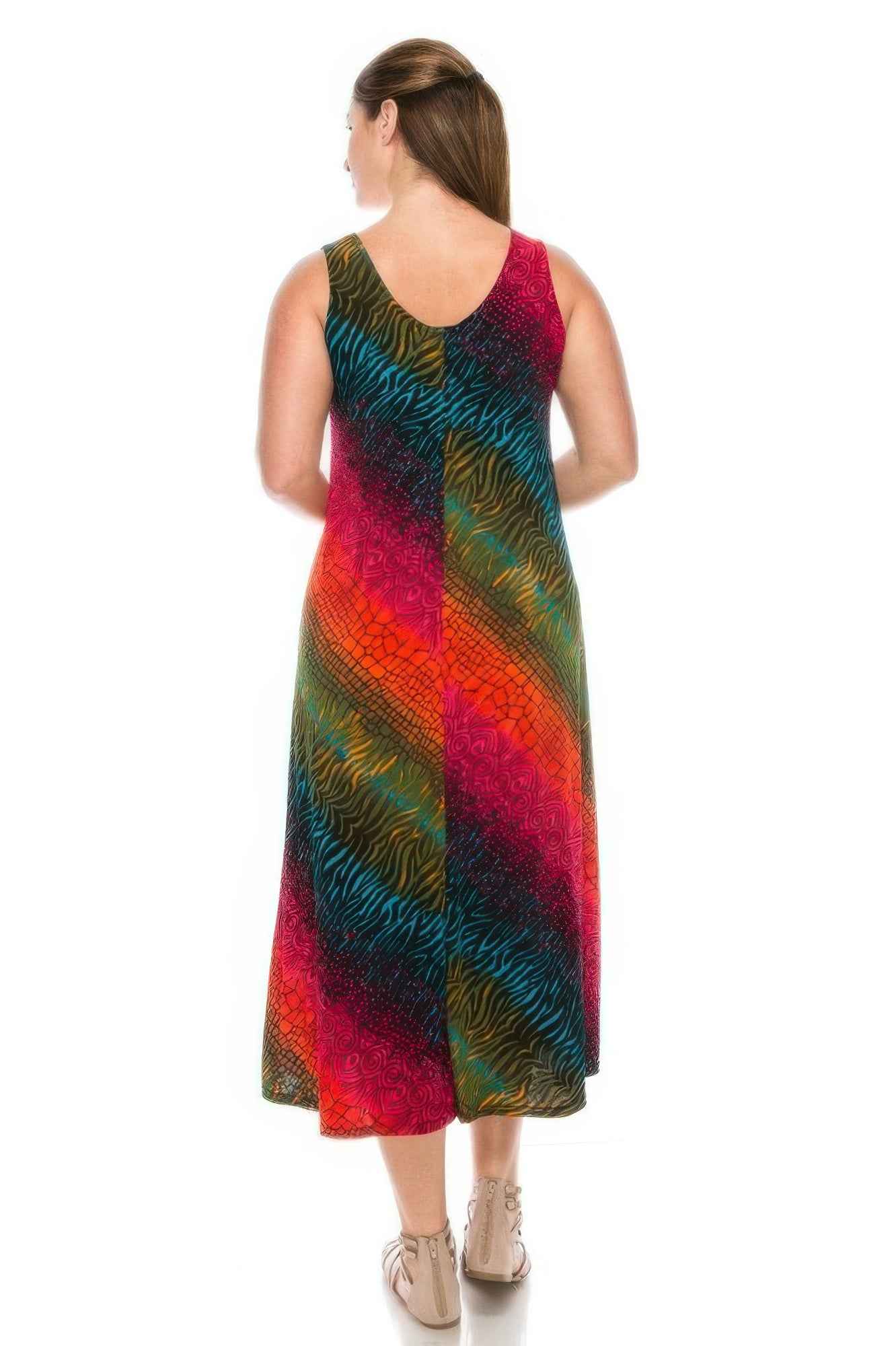 Abstract Print Stretchy Maxi Dress