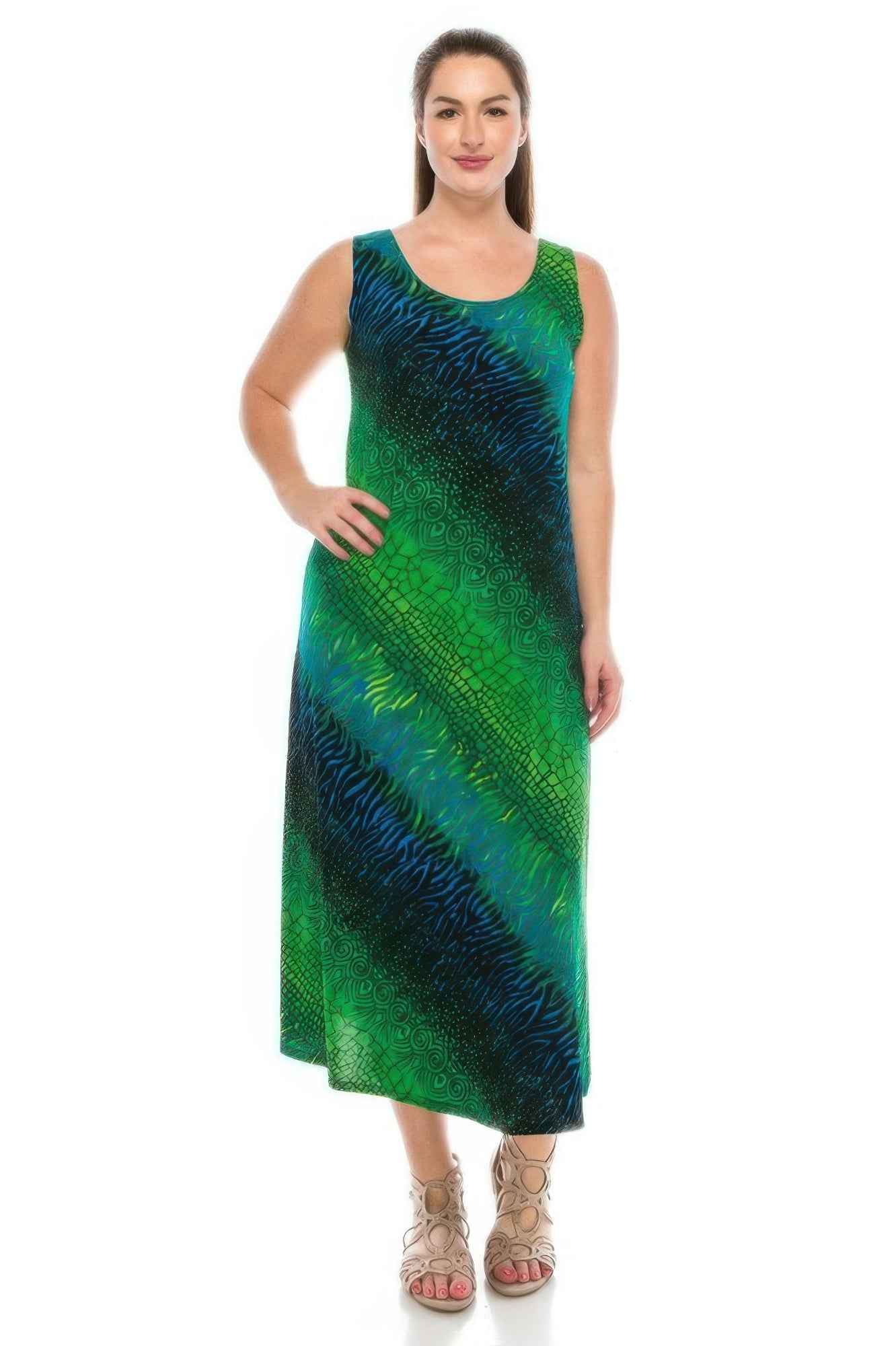 Abstract Print Stretchy Maxi Dress