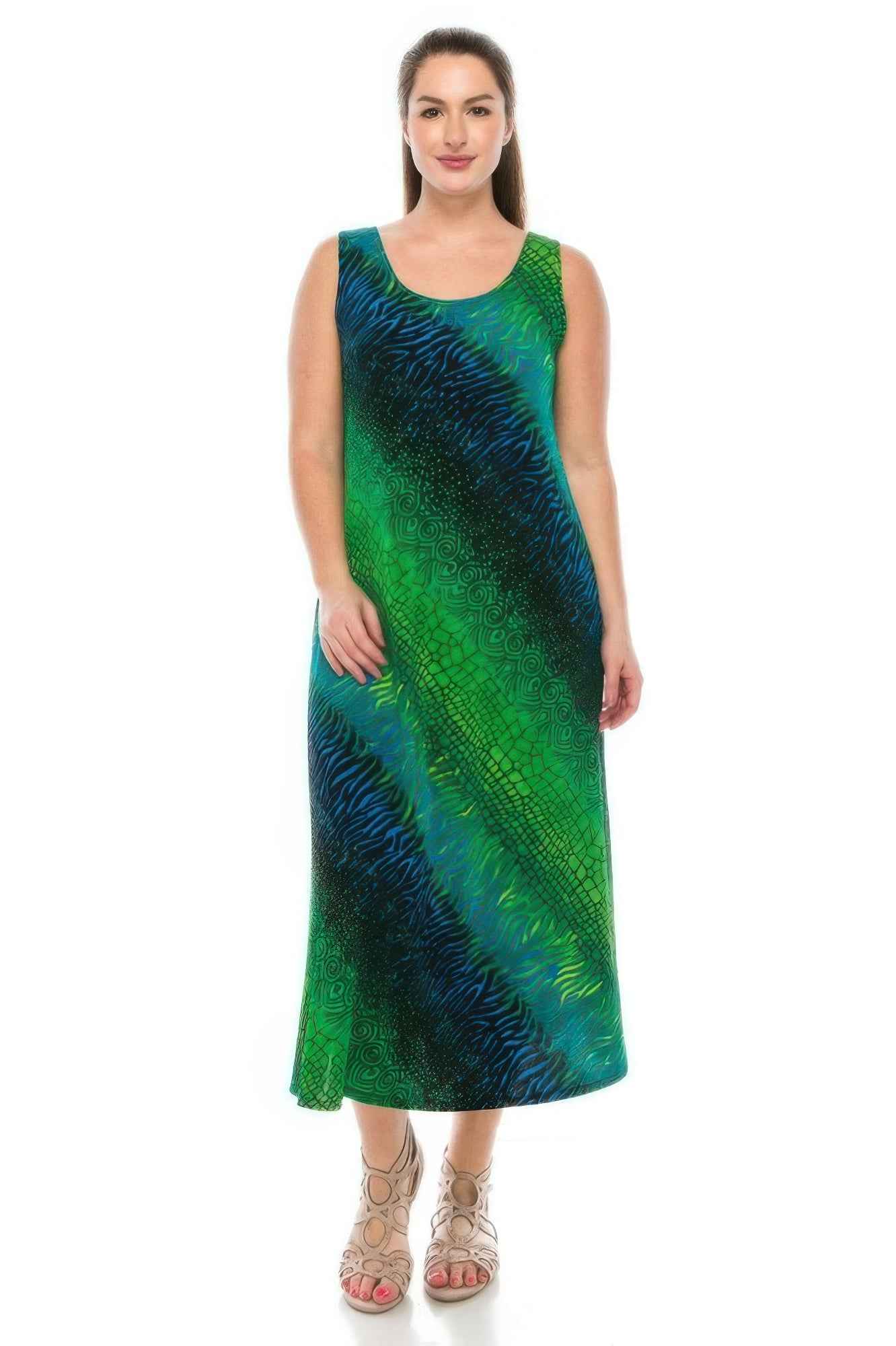 Abstract Print Stretchy Maxi Dress