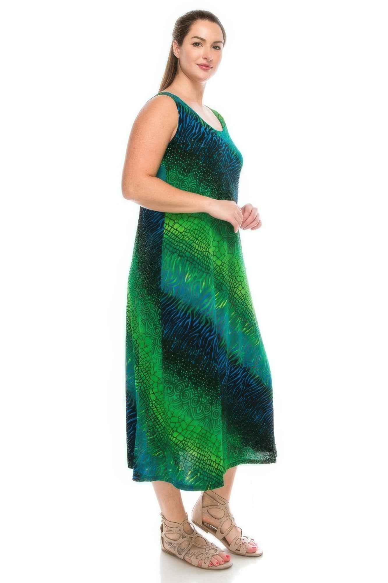 Abstract Print Stretchy Maxi Dress
