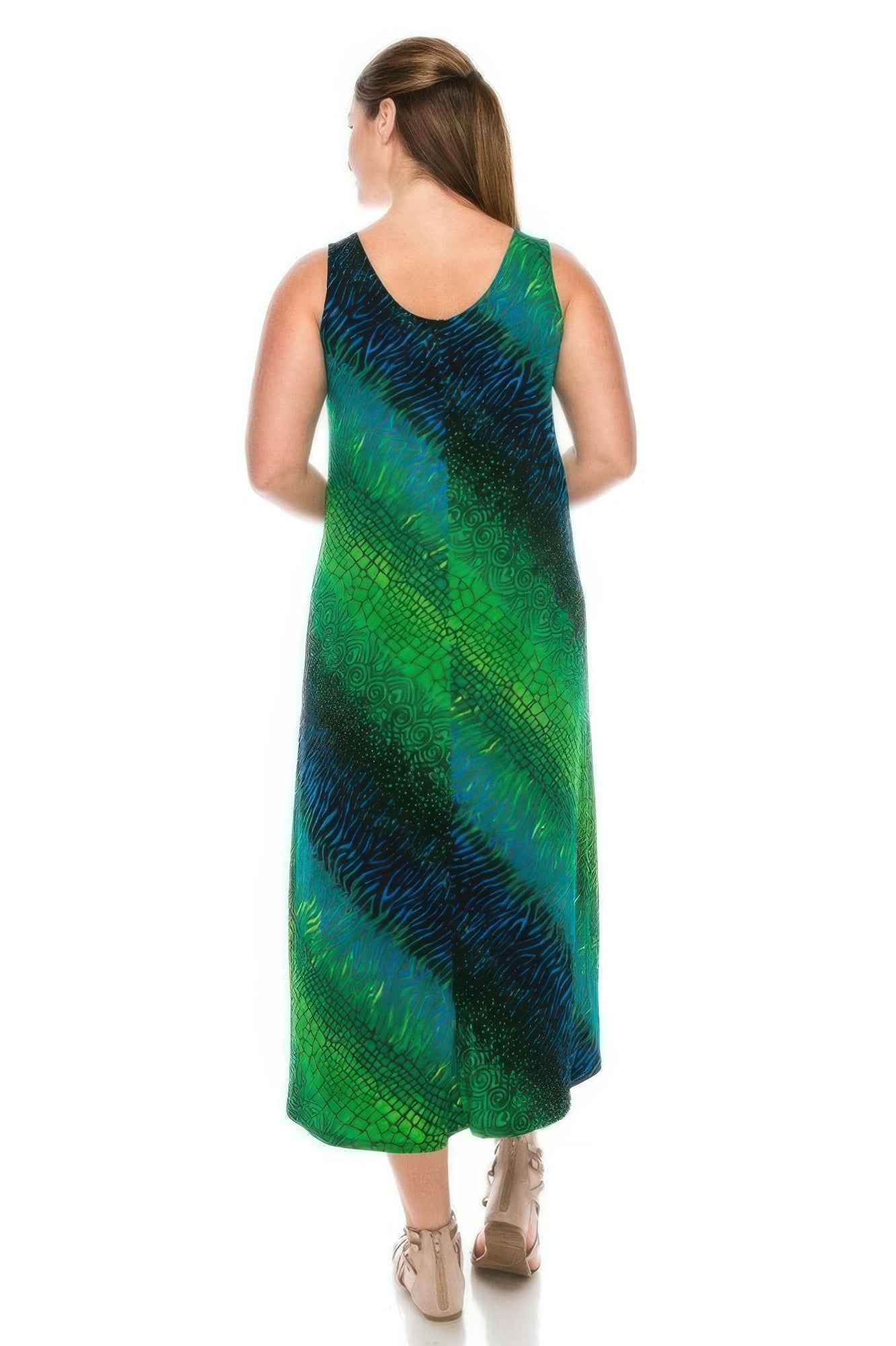 Abstract Print Stretchy Maxi Dress