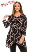 Plus Size Glitter V-neck Top Half Sleeve