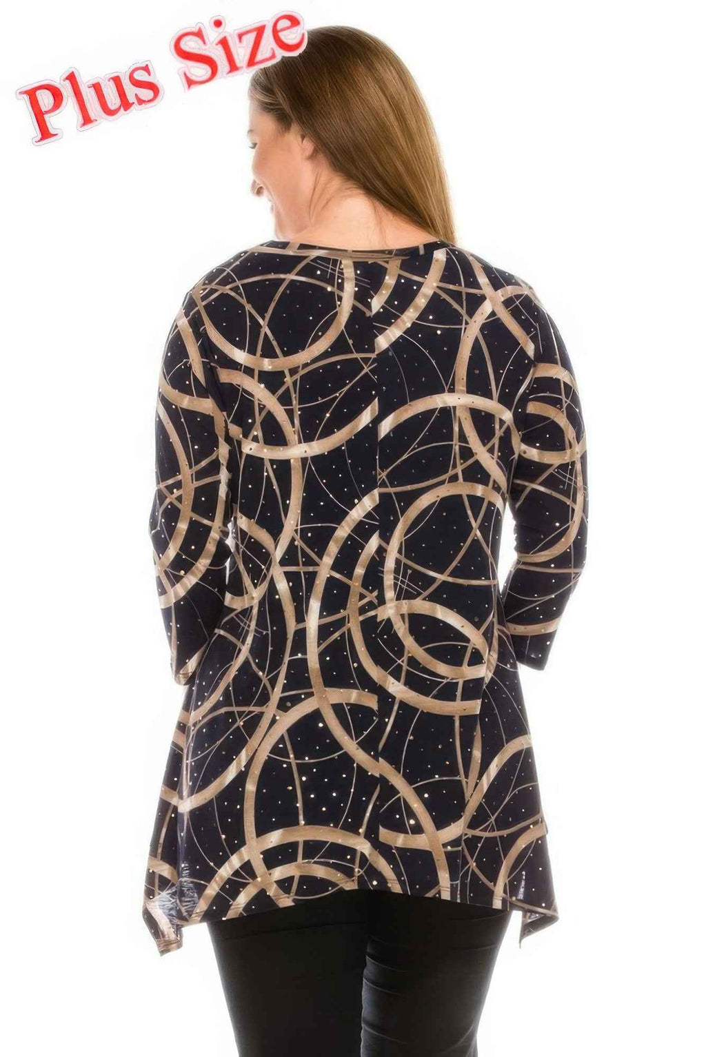 Plus Size Glitter V-neck Top Half Sleeve
