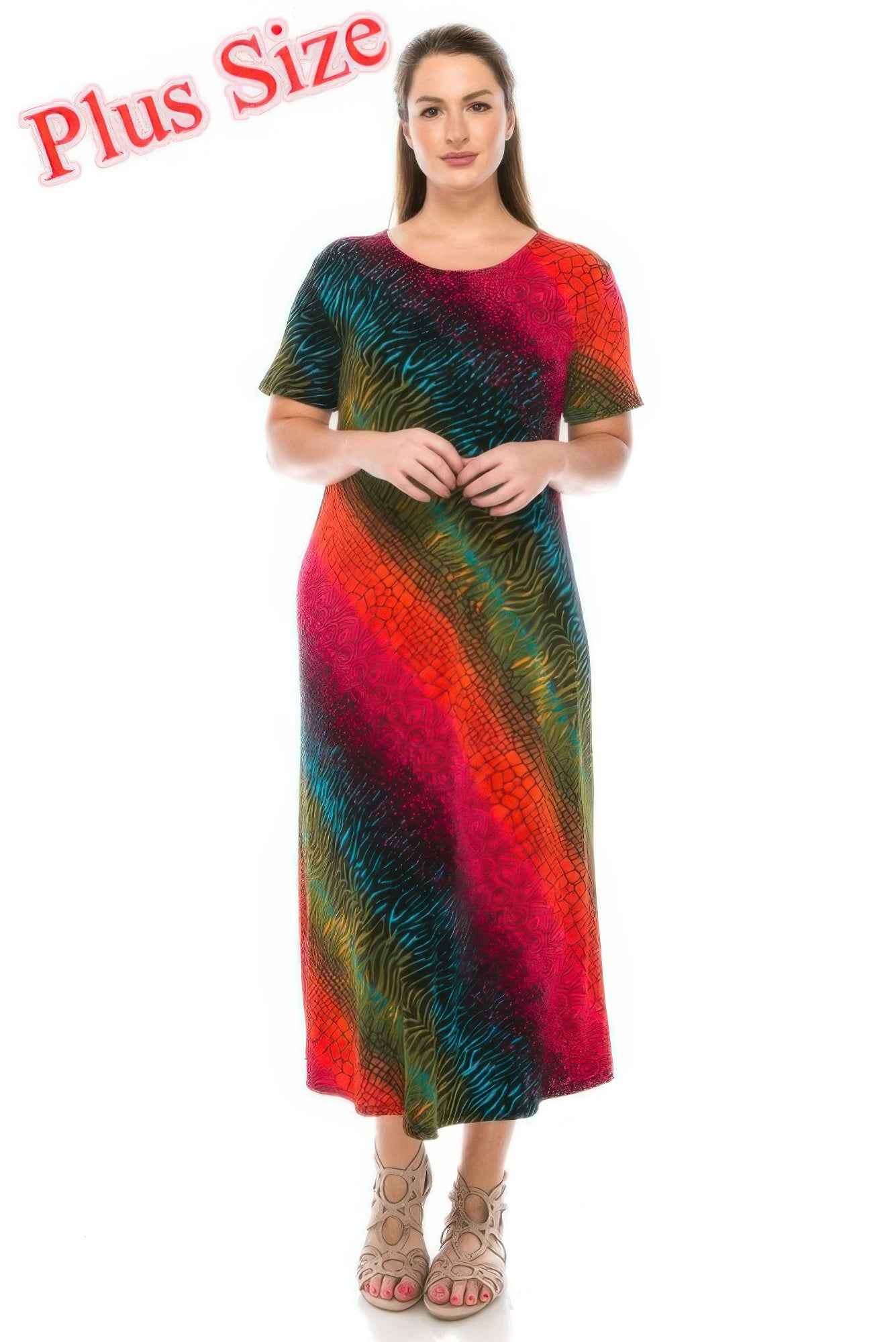 Short Sleeve Printed Maxi Dress
