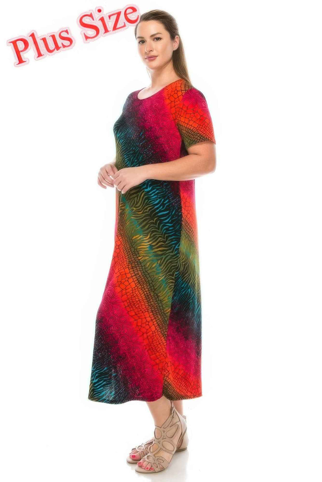 Short Sleeve Printed Maxi Dress