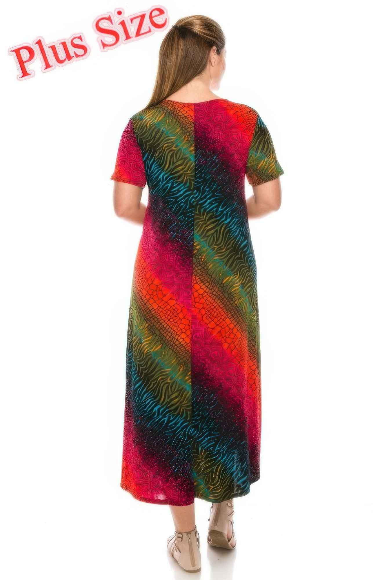 Short Sleeve Printed Maxi Dress