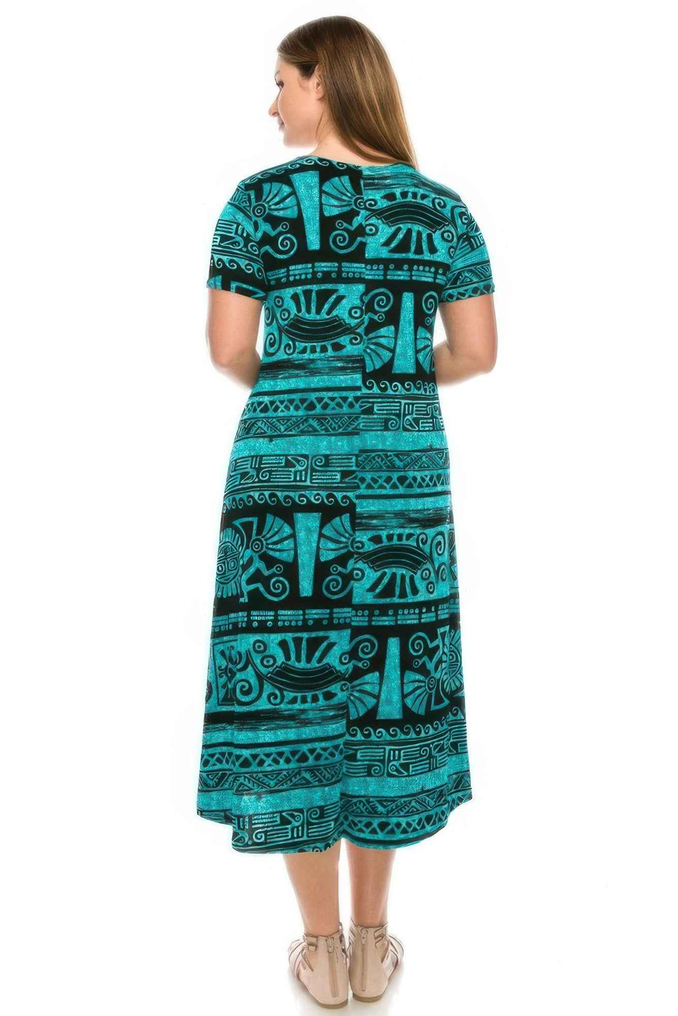 Short Sleeve Print Maxi Dress