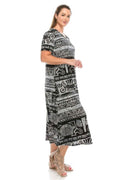 Short Sleeve Print Maxi Dress