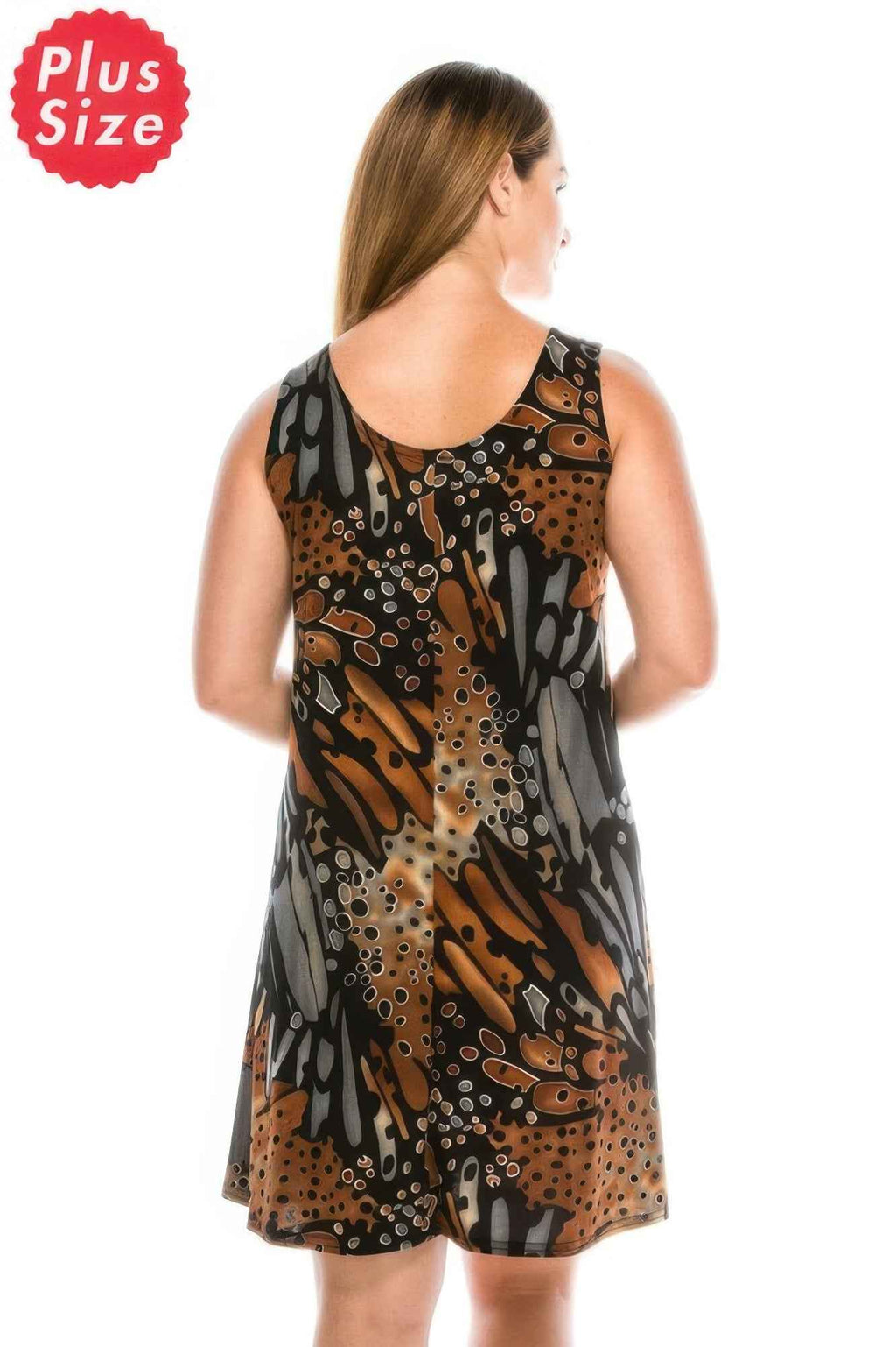 Plus Size Abstract Print Short Dress