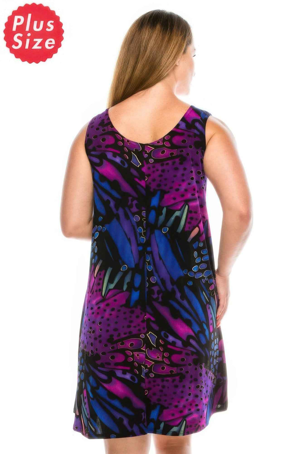 Plus Size Abstract Print Short Dress