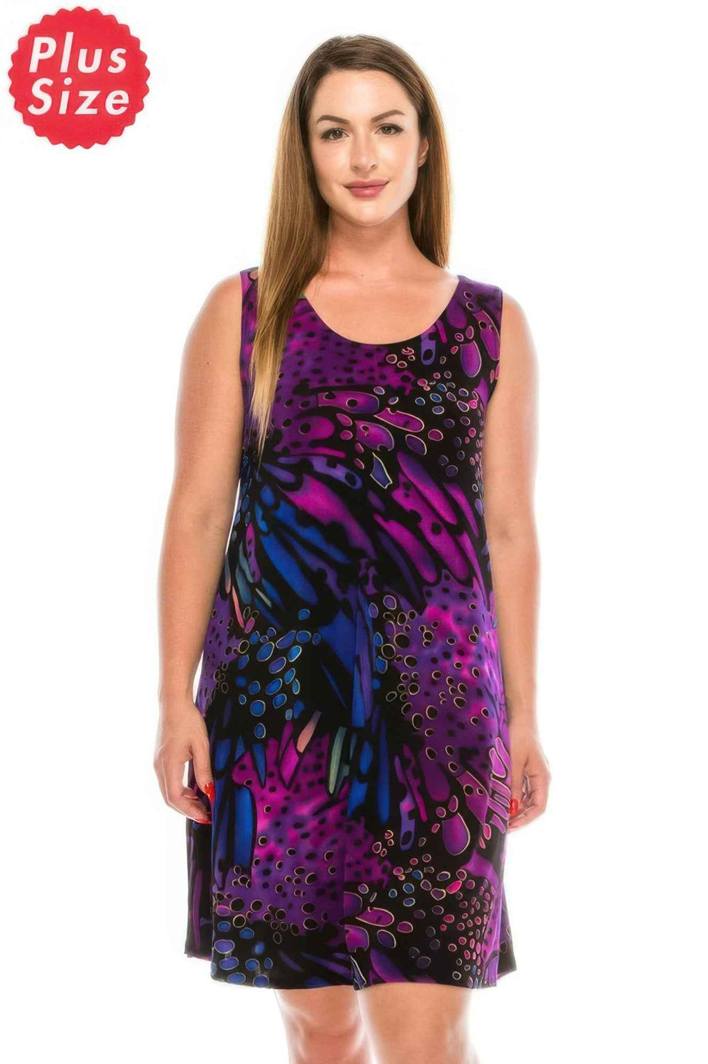 Plus Size Abstract Print Short Dress