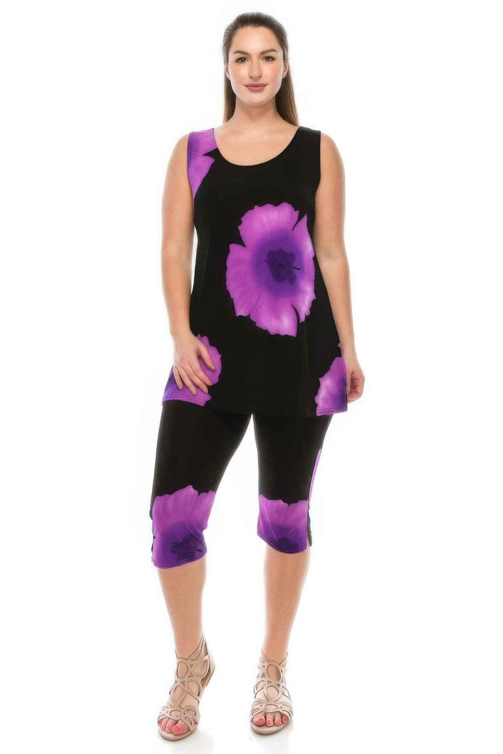 Floral Print Sleeveless Capri Set