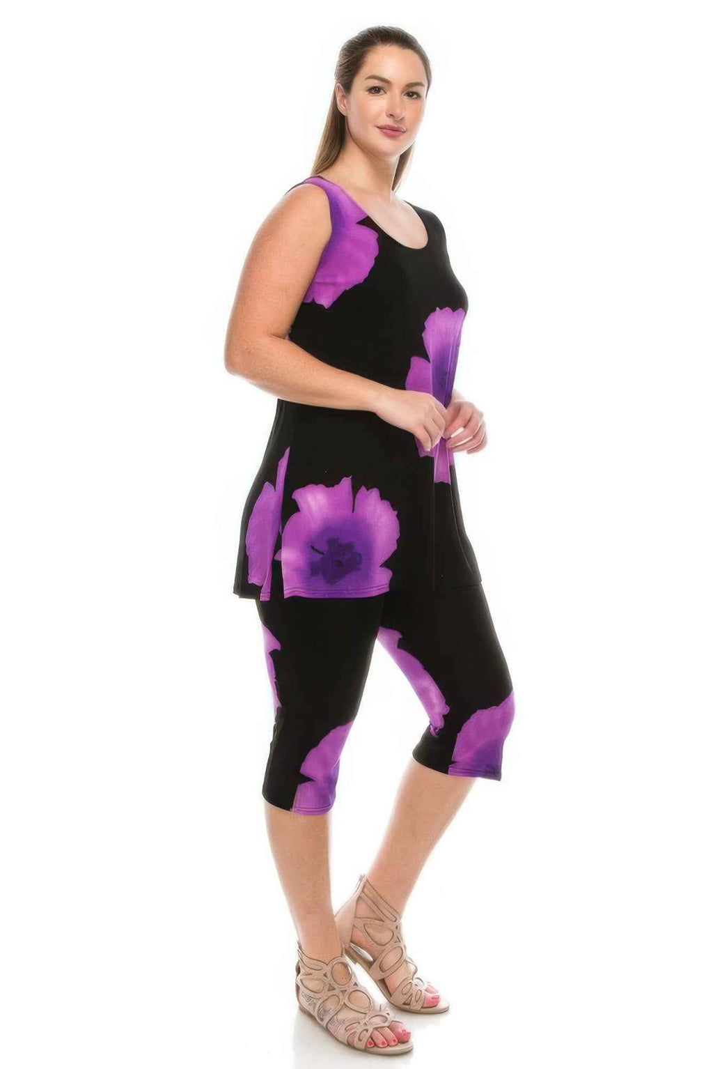 Floral Print Sleeveless Capri Set