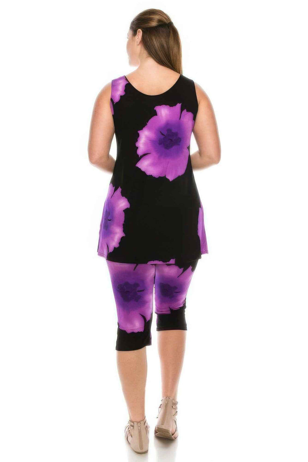 Floral Print Sleeveless Capri Set