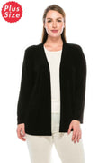 Plus Size Long Sleeve Acetate Cardigan