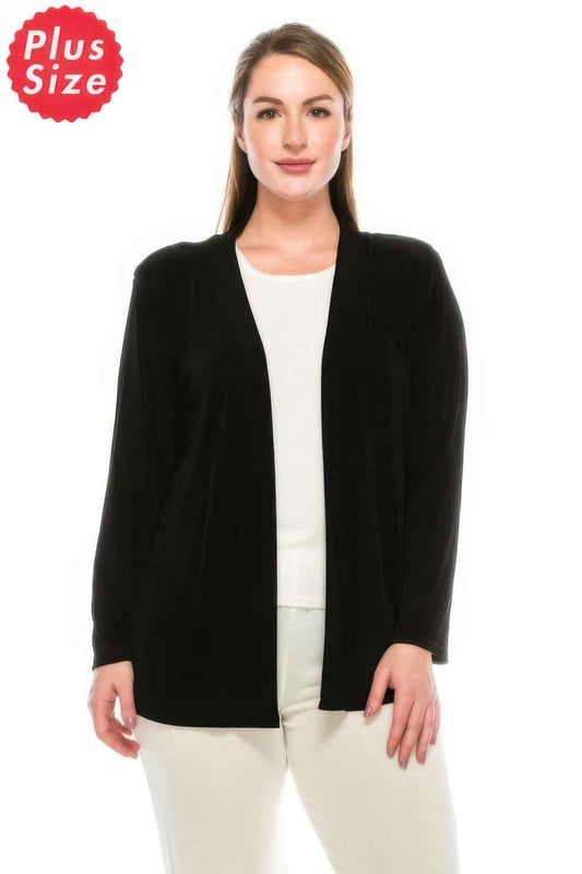 Plus Size Long Sleeve Acetate Cardigan