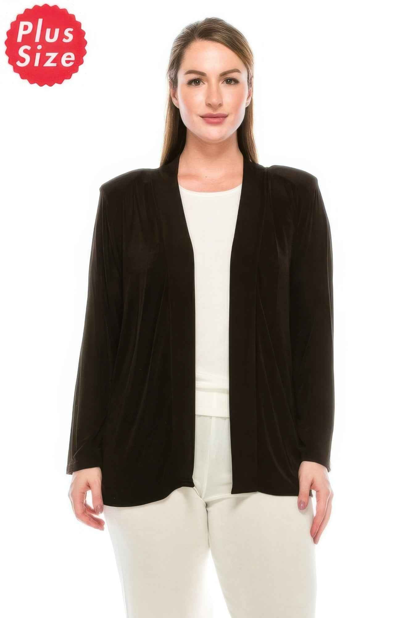 Plus Size Long Sleeve Acetate Cardigan
