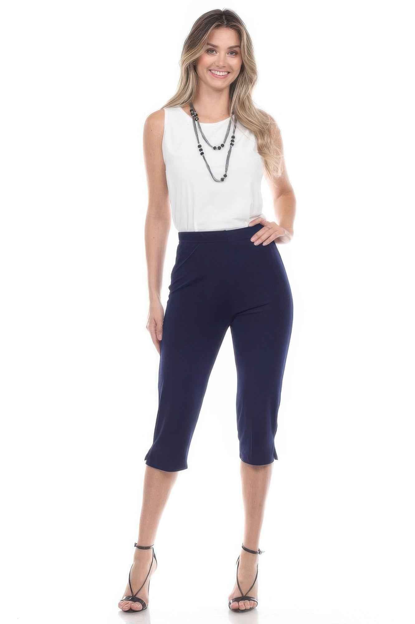 Stretchy Solid Capri Pants