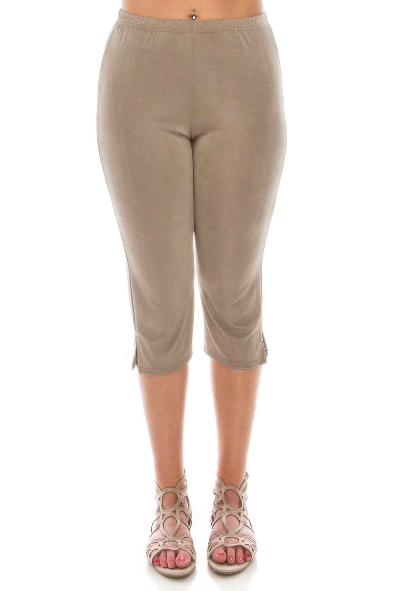 Stretchy Solid Capri Pants