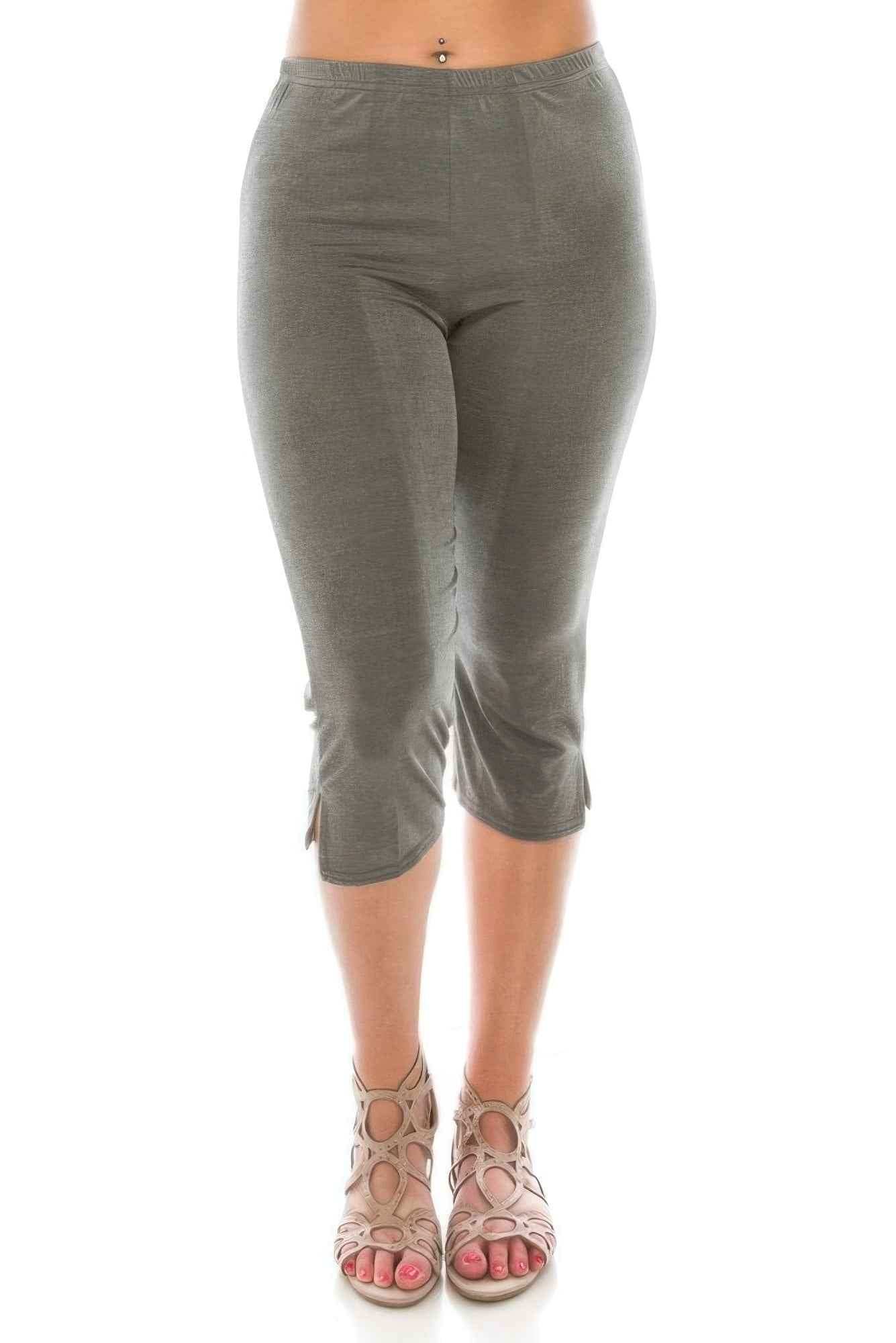 Stretchy Solid Capri Pants