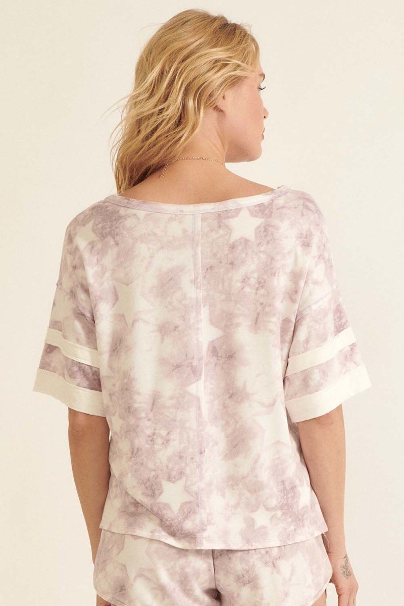 A Star-pattern Tie-dye Knit Top - Excel Merchandise
