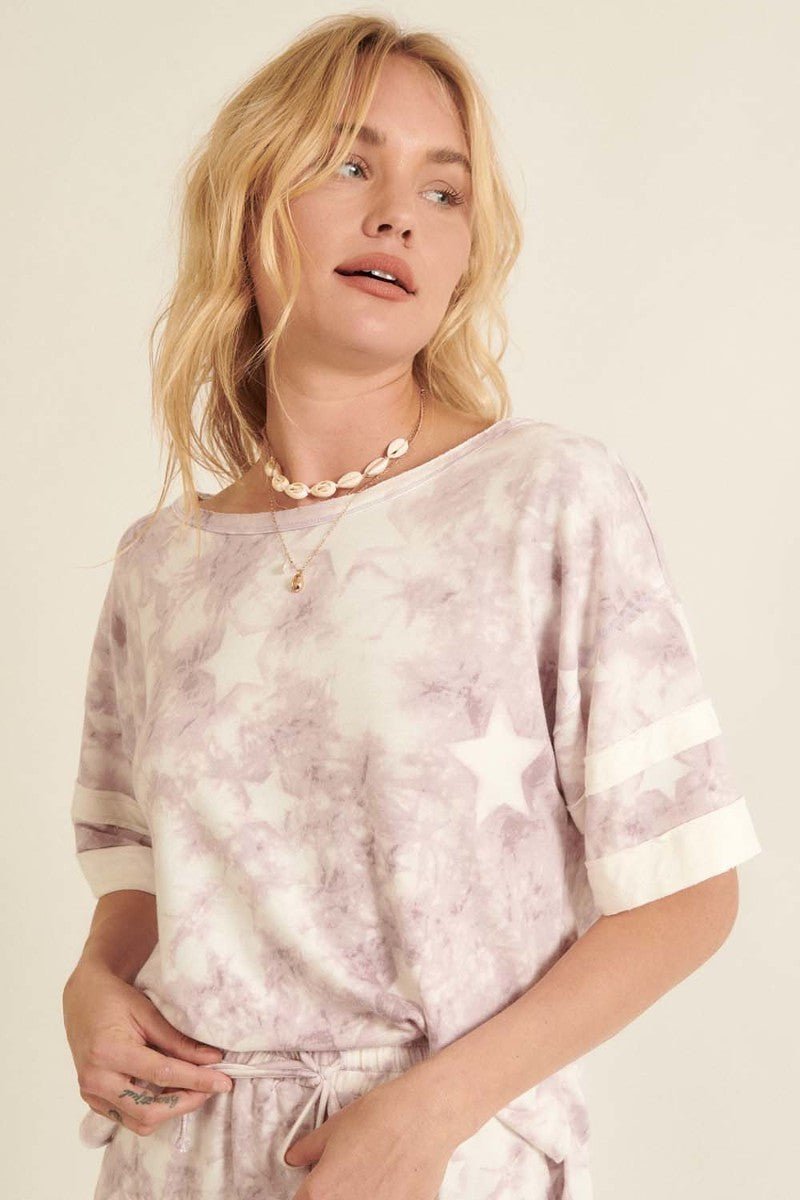 A Star-pattern Tie-dye Knit Top - Excel Merchandise