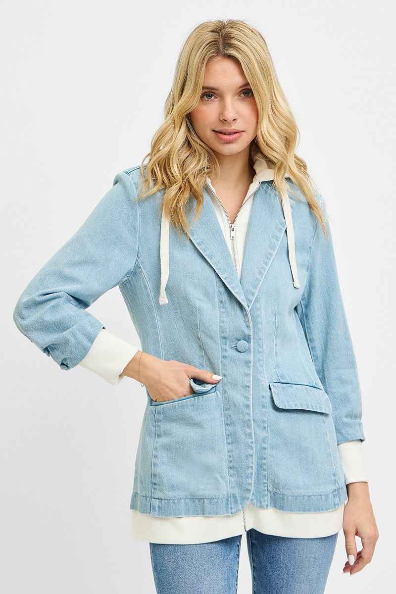 RISEN One Button Blazer with Hoodie Jacket