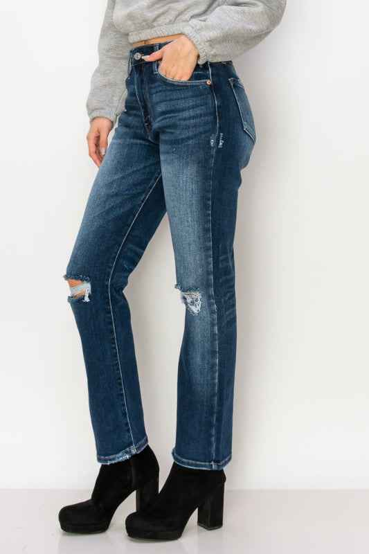 AT1087STD HIGH RISE STRETCH STRAIGHT JEANS