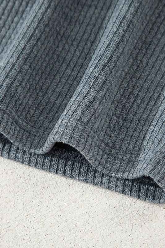 Ribbed Knit Flap Pocket Button-Up Shacket
