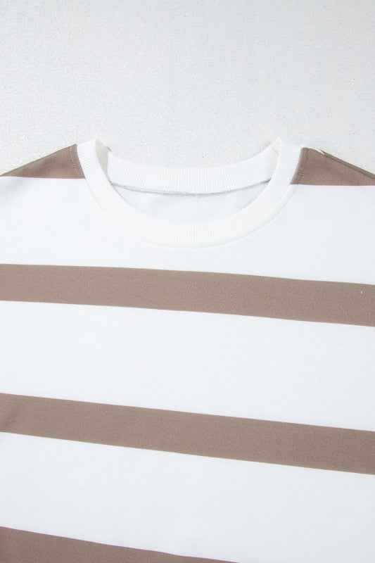 Stripe Drop Shoulder Top and Jogger Pants Set