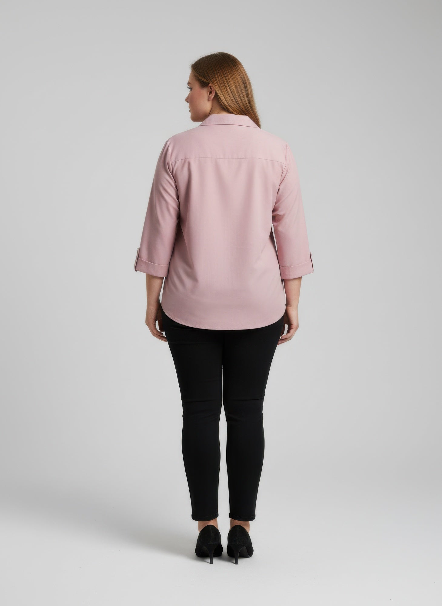 Blush Utility Button Front Roll Sleeve Blouse - Excel Merchandise