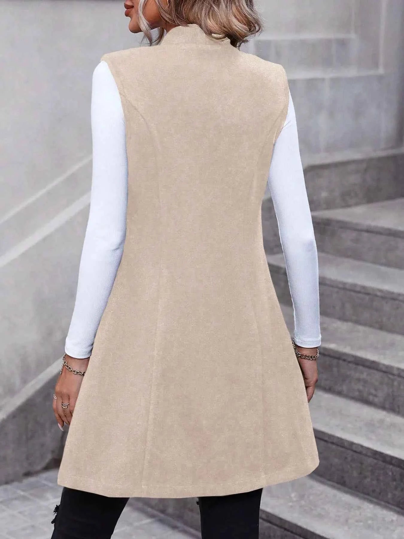 Button Up Longline Vest Coat - Excel Merchandise