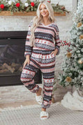 Christmas Geometric Pullover and Pants Lounge Set