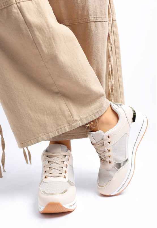 Vespera  Faux Leather & Mesh Sneakers